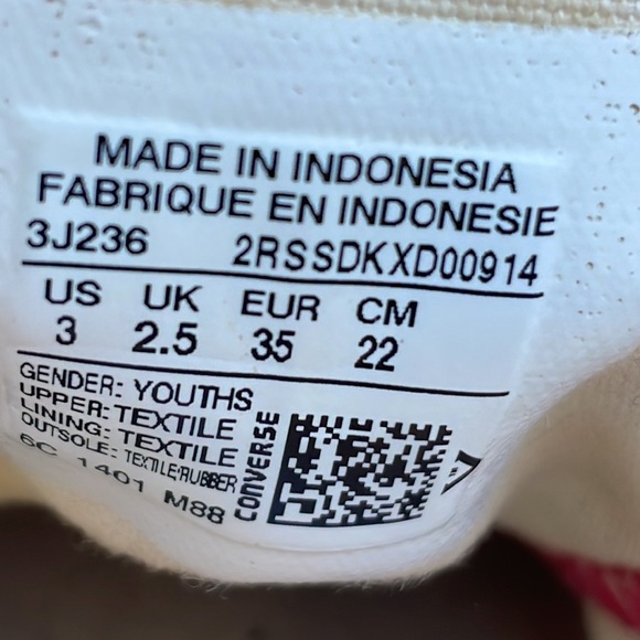 Converse All-Star Low Cut RED Sneakers Size Youth 3 - Picture 6 of 10